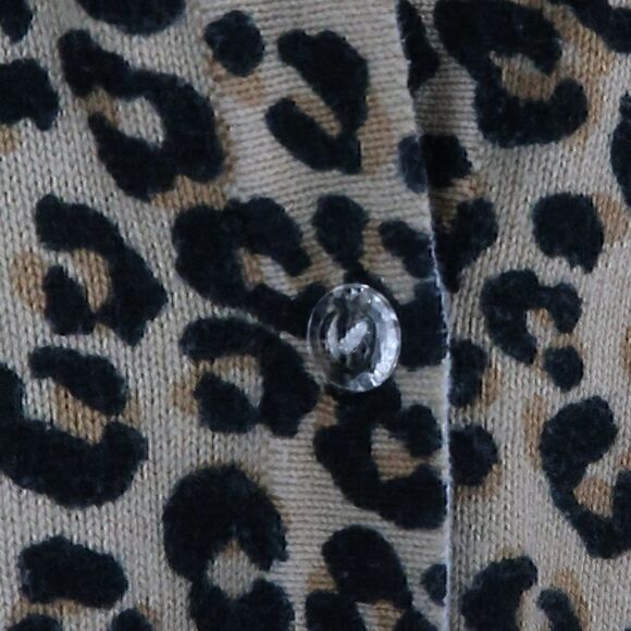 CHEROKEE BROWN CHEETAH ANIMAL PRINT LONG SLEEVE BUTTON DOWN CARDIGAN SWEATER - Picture 5 of 7